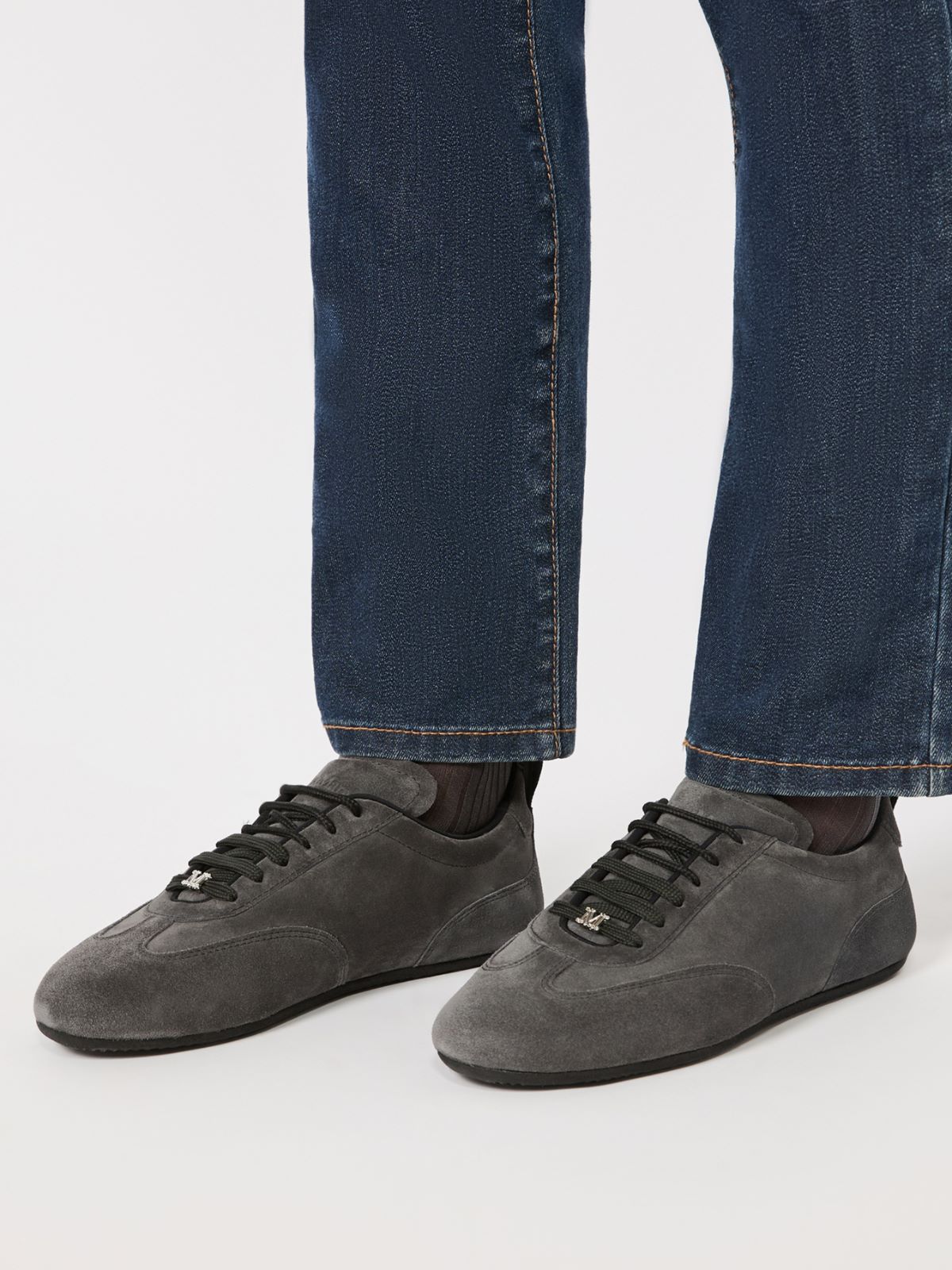 Sneaker flat in crosta + GRIGIO MEDIO - Max Mara