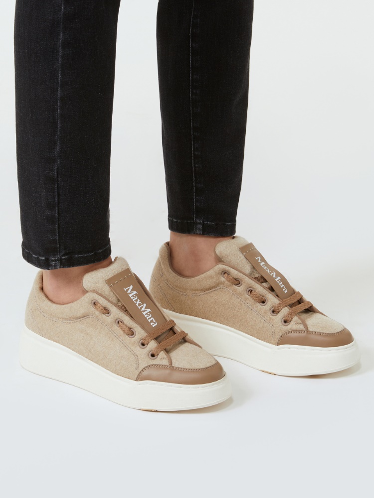 Water-repellent cashmere trainers - BEIGE