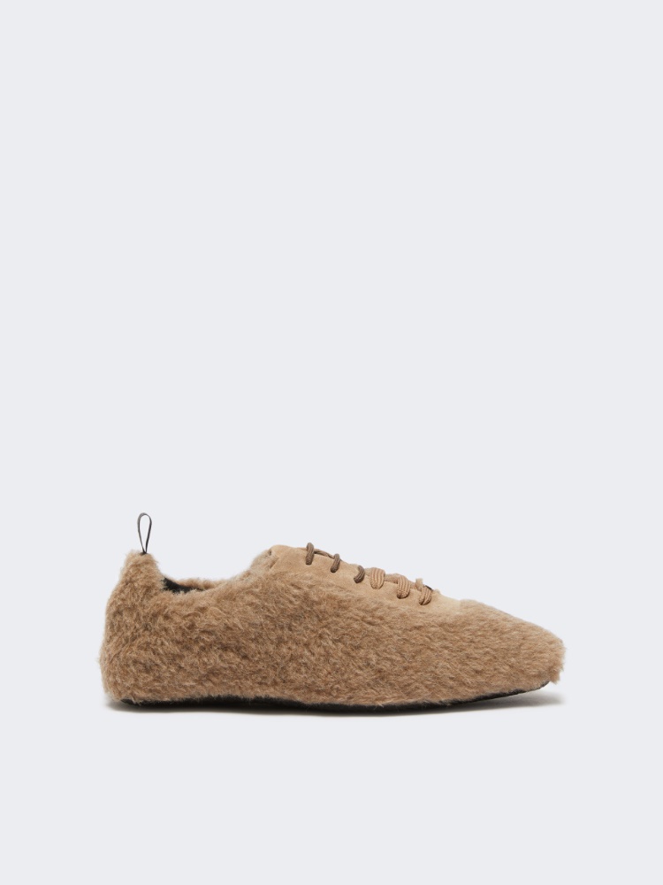 Alpaca and cashmere Teddy trainers - BEIGE GOLDEN