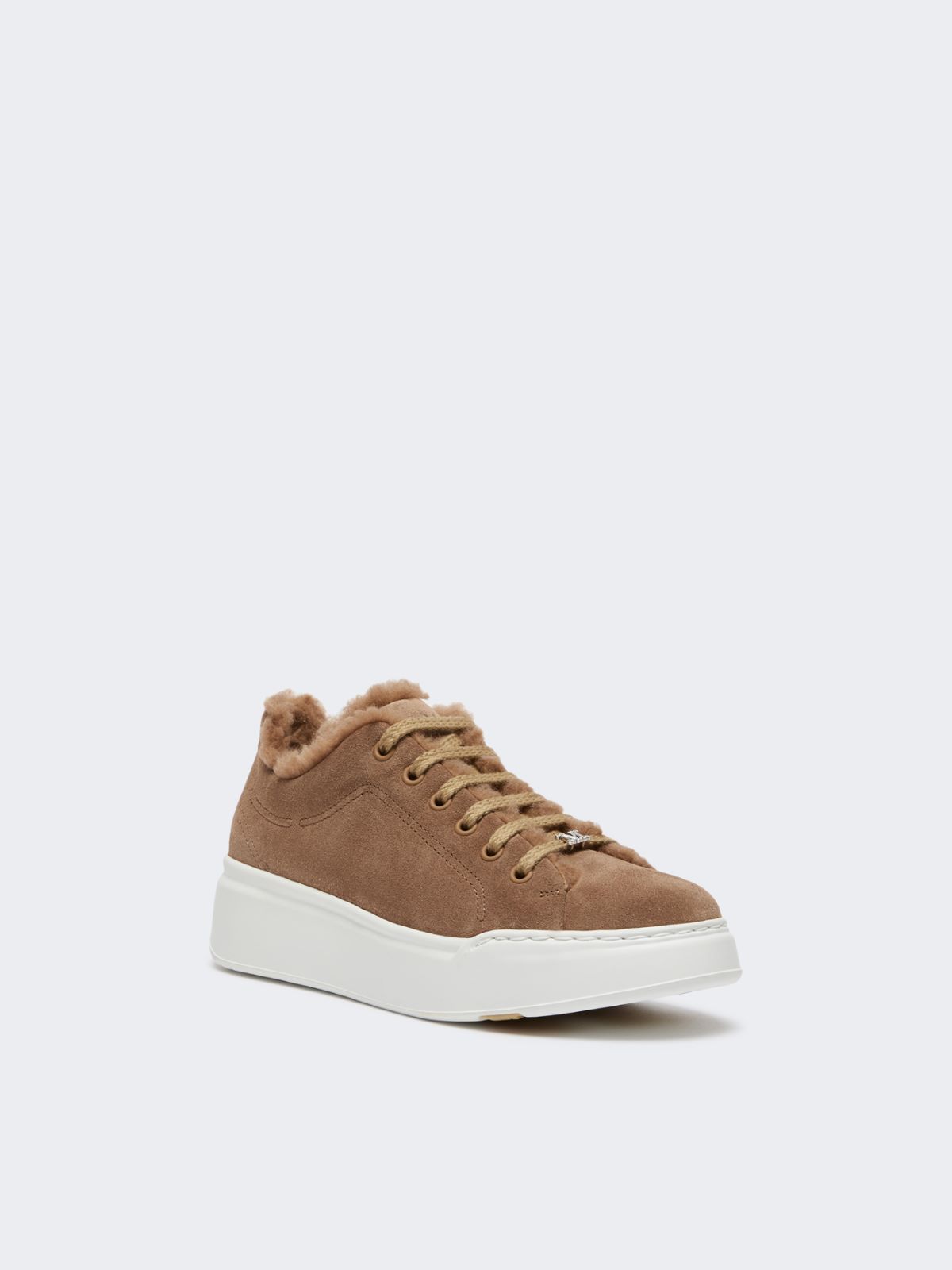 Suede and Teddy fabric trainers - CAMEL - 2