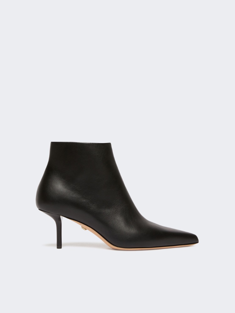 Smooth leather ankle boots - BLACK