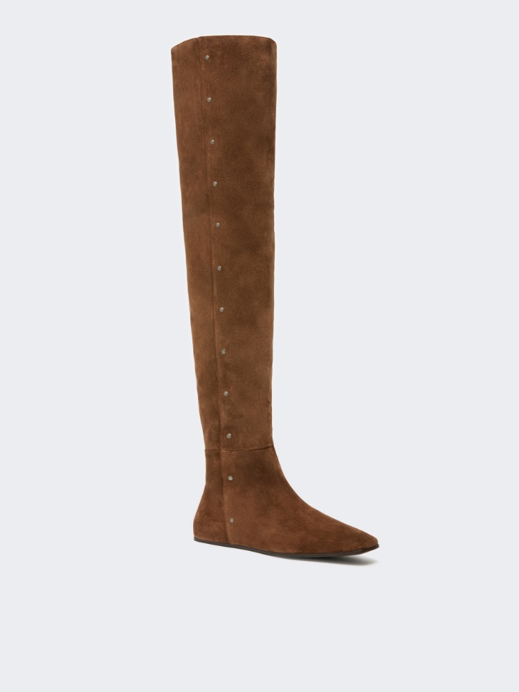 Studded split leather boots - HAZELNUT BROWN - Max Mara - 2