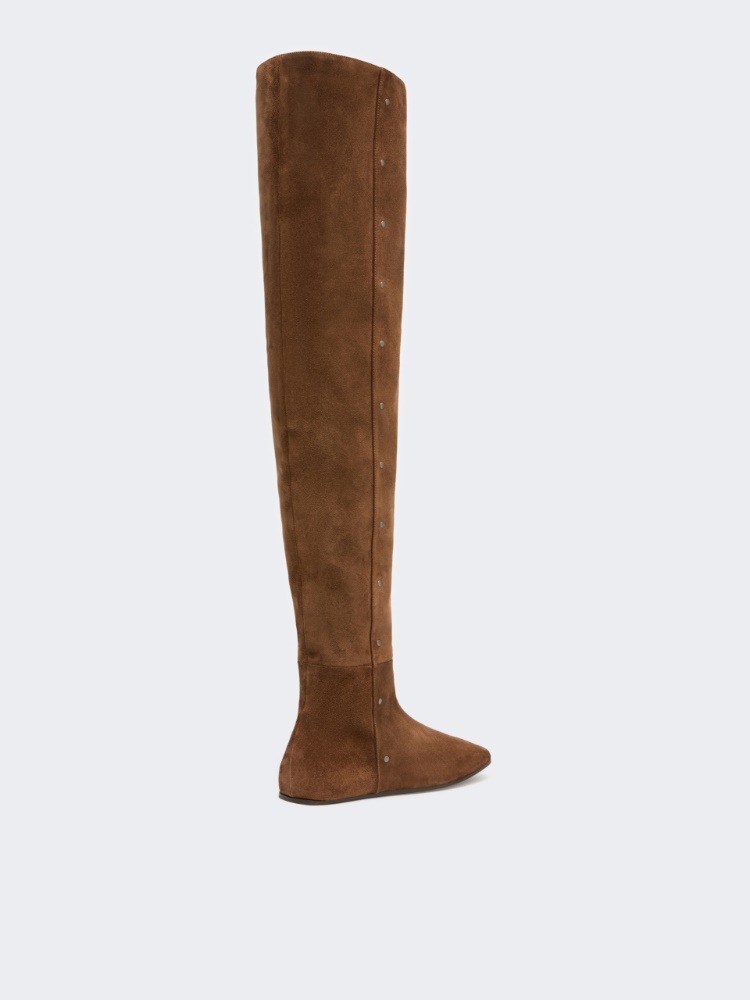 Studded split leather boots - HAZELNUT BROWN - Max Mara - 3