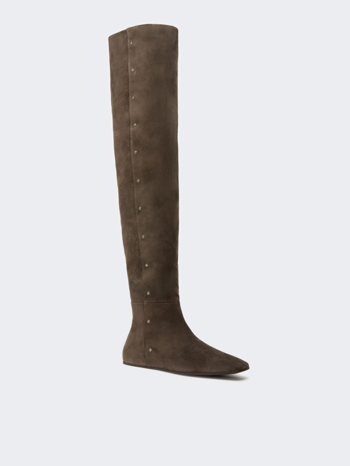 Studded split leather boots - DARK BROWN - Max Mara - 2