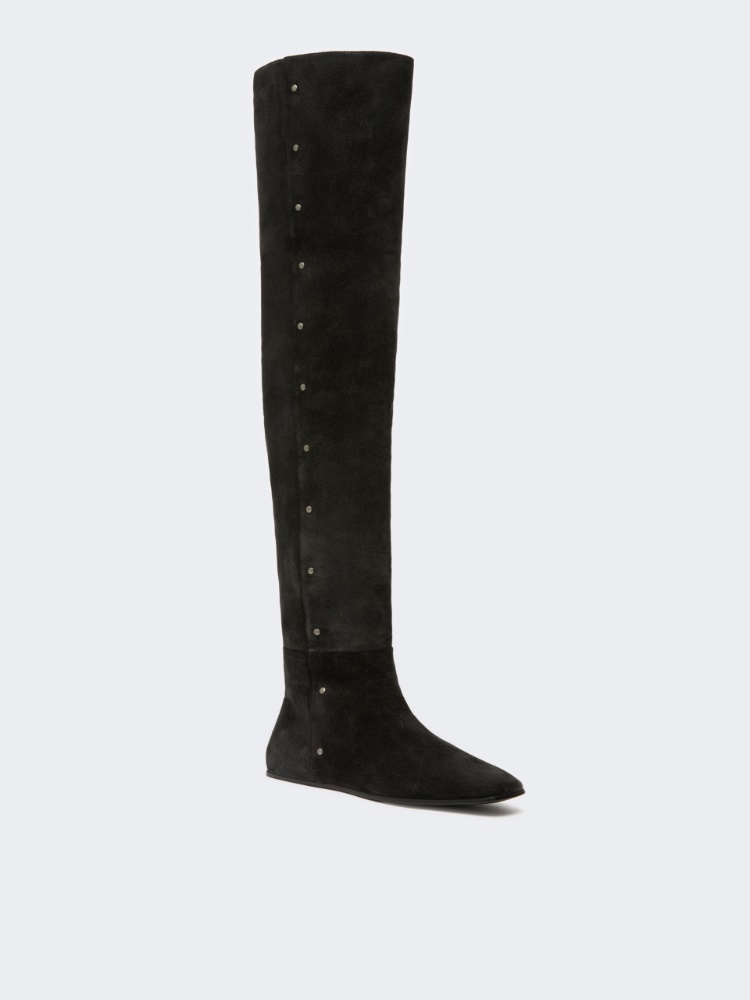 Studded split leather boots - DARK GREY - Max Mara - 2