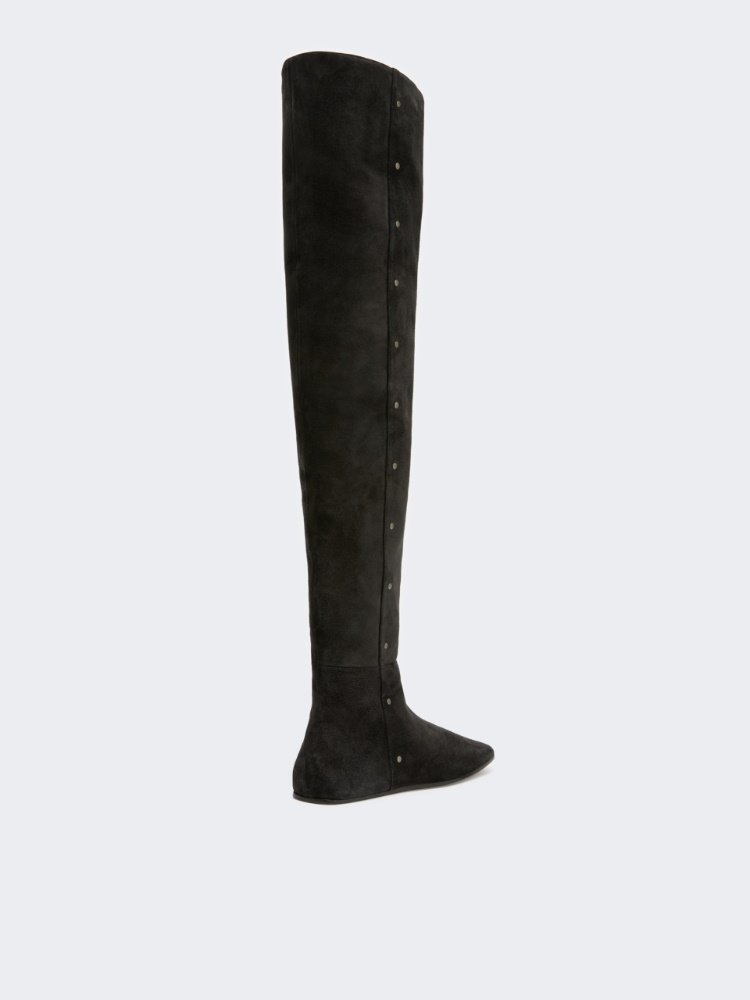 Studded split leather boots - DARK GREY - Max Mara - 3