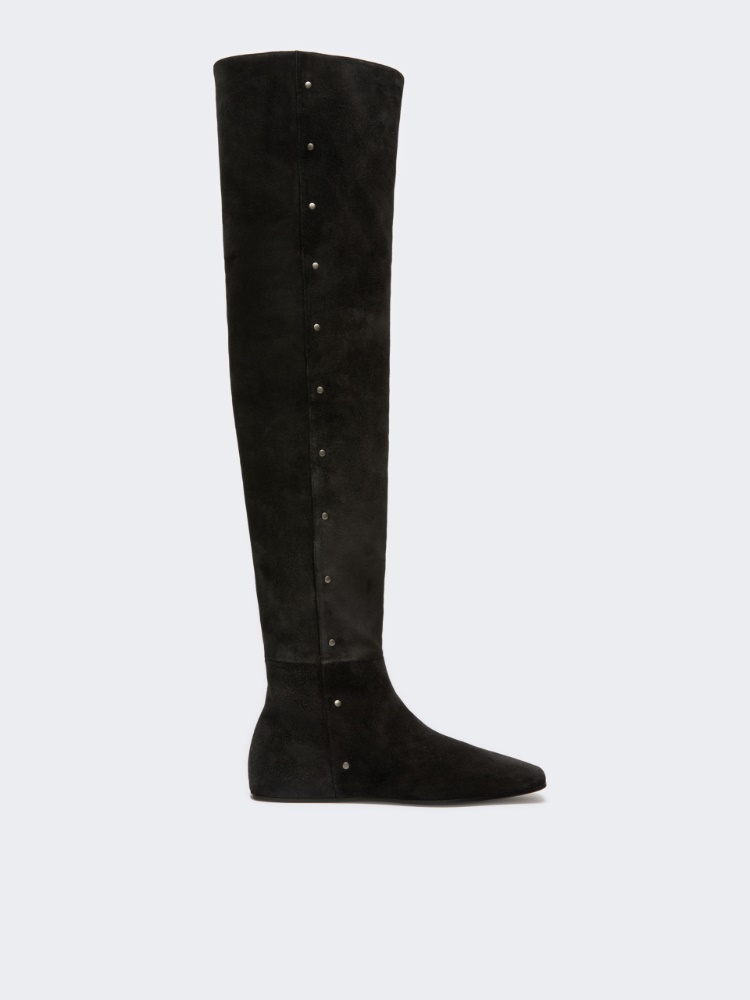 Studded split leather boots - DARK GREY