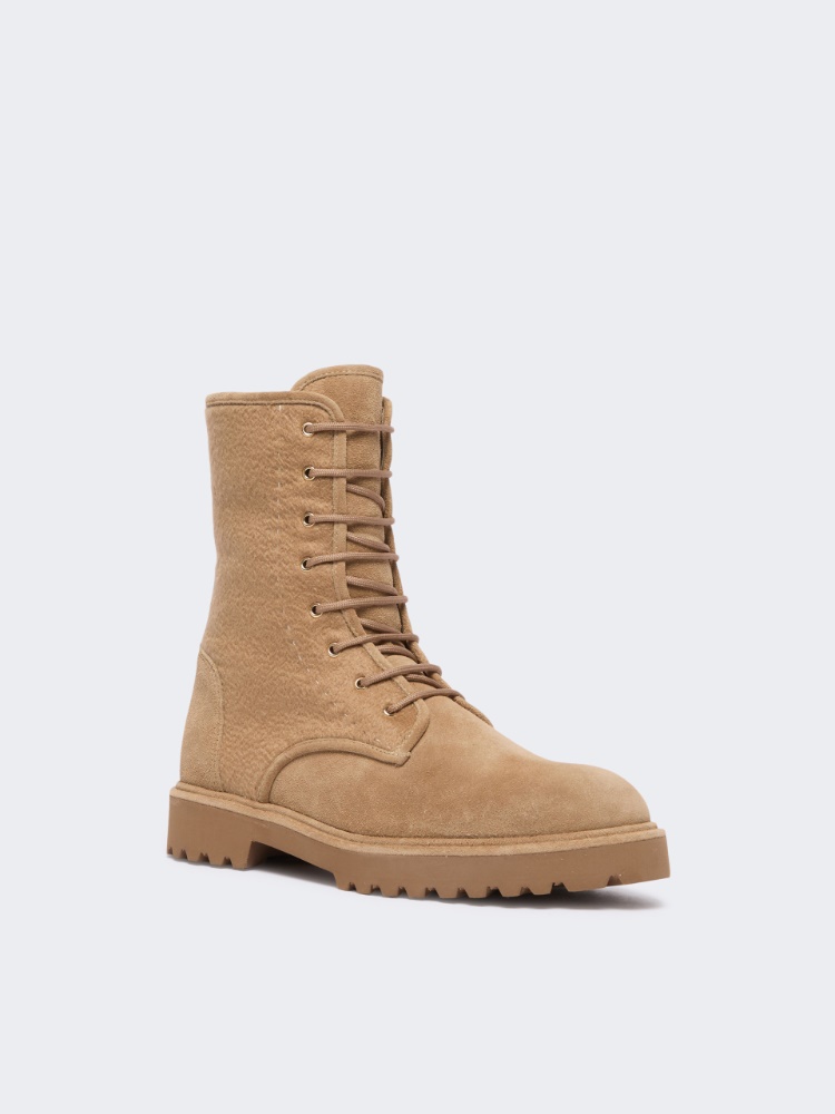 Cashmere and suede combat boots - CAMEL - Max Mara - 2