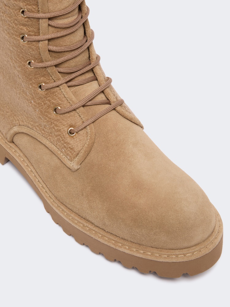 Cashmere and suede combat boots - CAMEL - Max Mara - 4