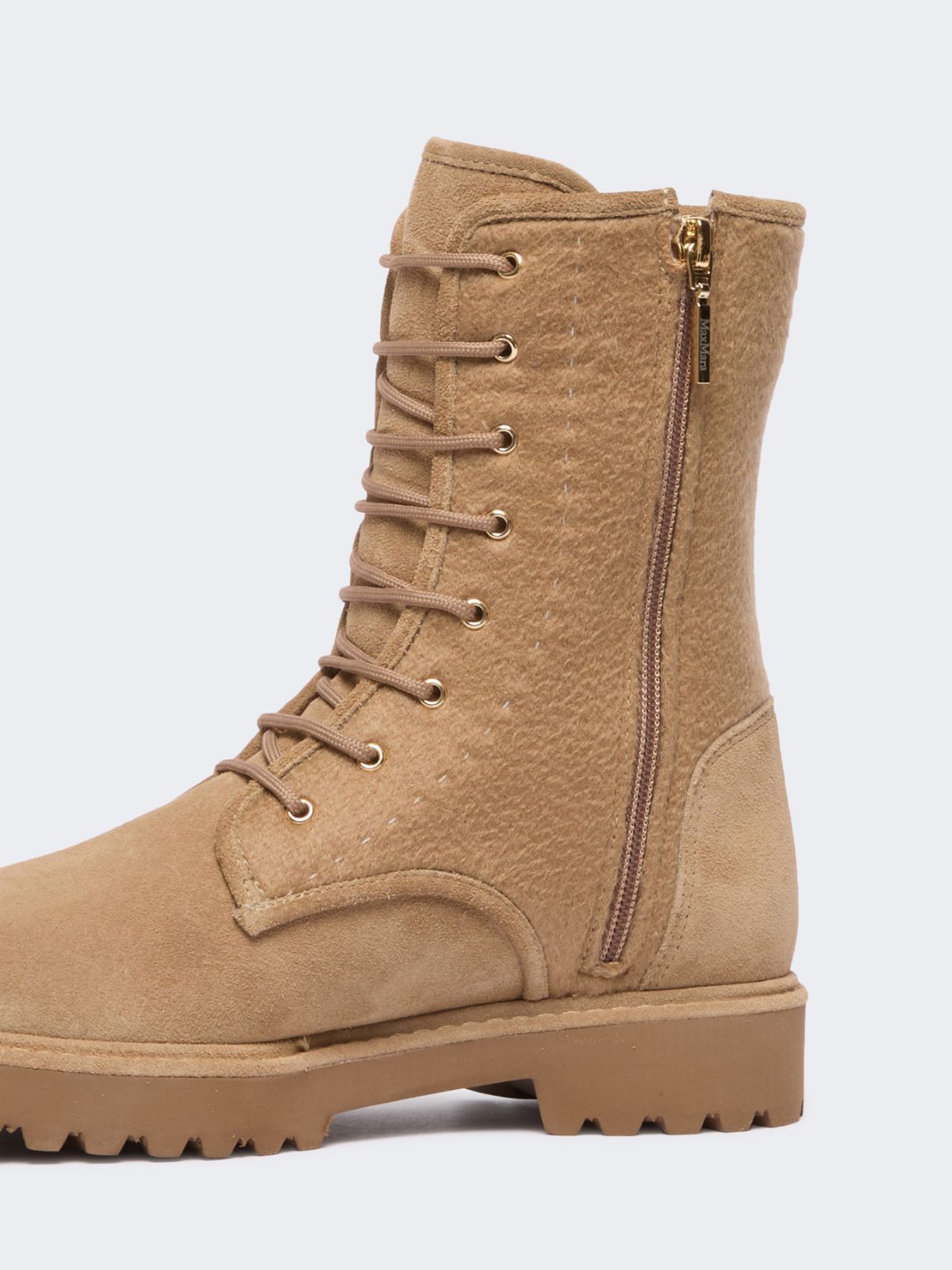 Cashmere and suede combat boots - CAMEL - Max Mara - 5