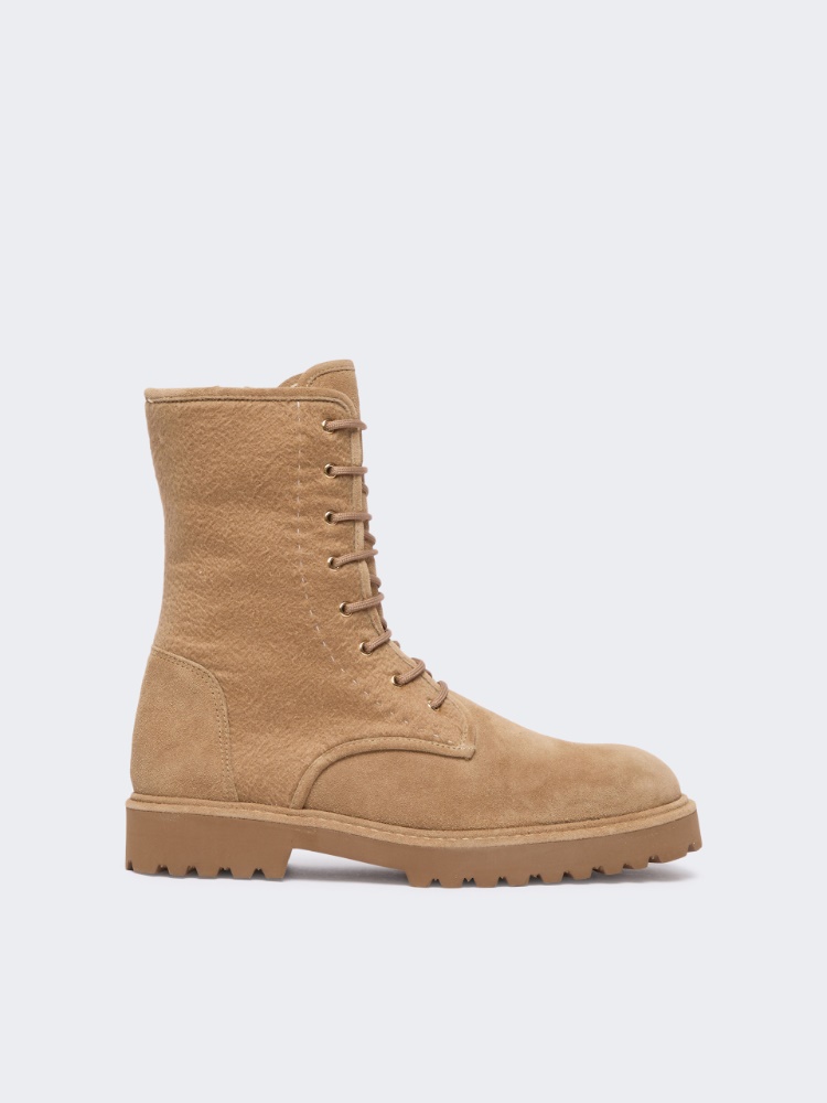 Cashmere and suede combat boots - CAMEL - Max Mara