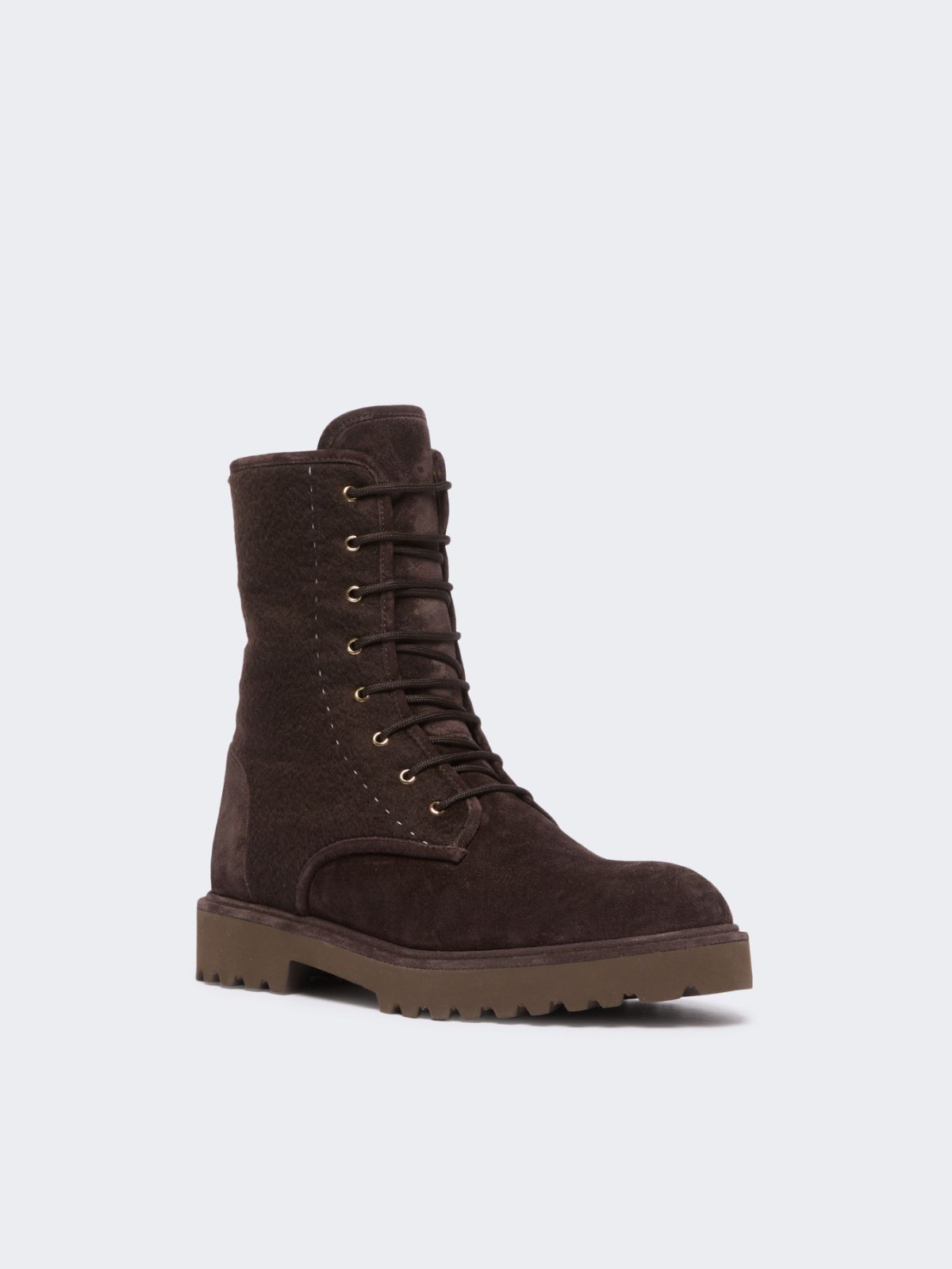 Cashmere and suede combat boots - DARK BOWN - Max Mara - 2