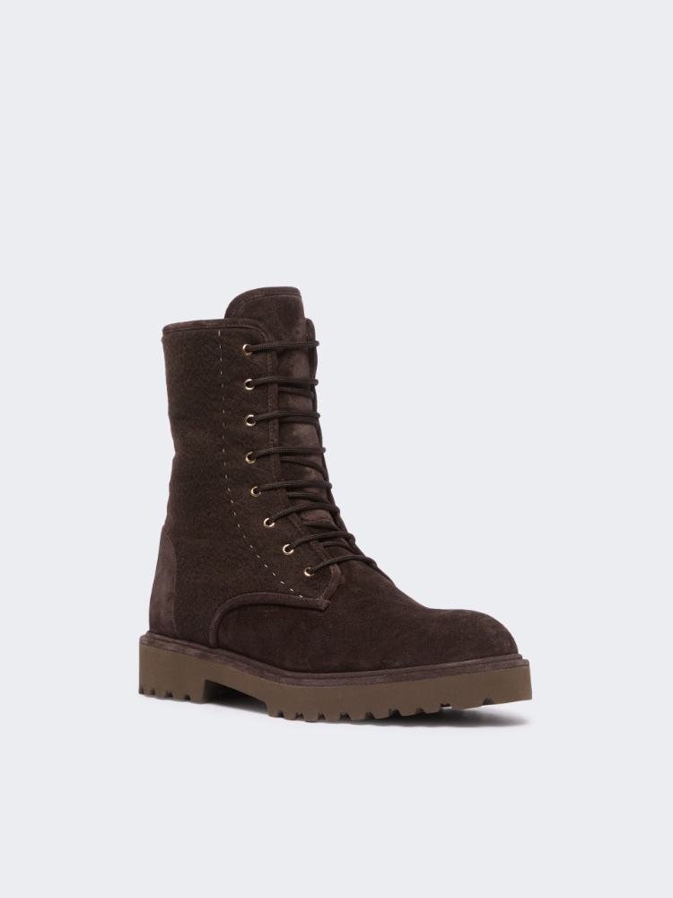 Cashmere and suede combat boots - DARK BOWN - Max Mara - 2