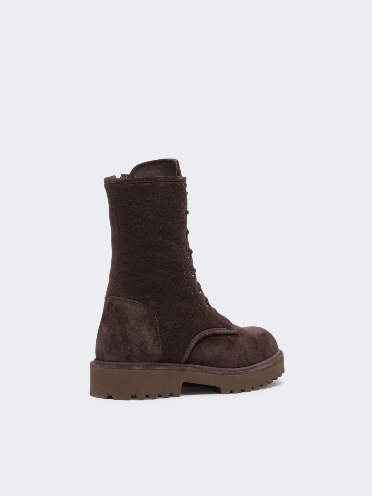 Cashmere and suede combat boots - DARK BOWN - Max Mara - 3