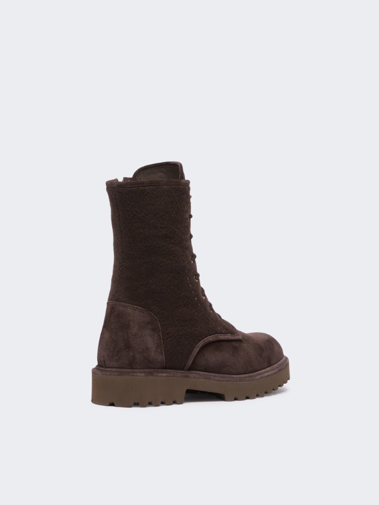Cashmere and suede combat boots - DARK BOWN - Max Mara - 3