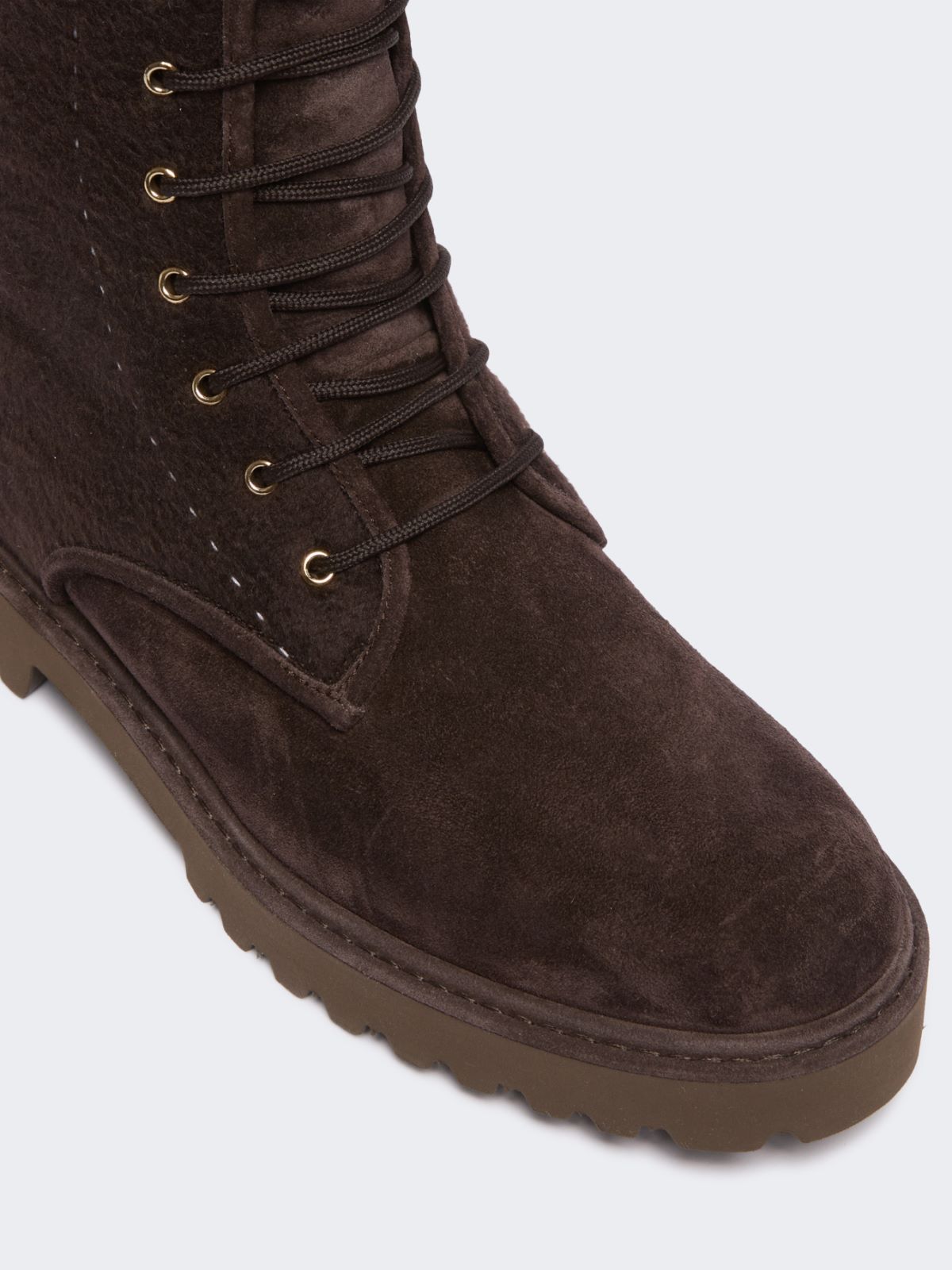 Cashmere and suede combat boots - DARK BOWN - Max Mara - 4