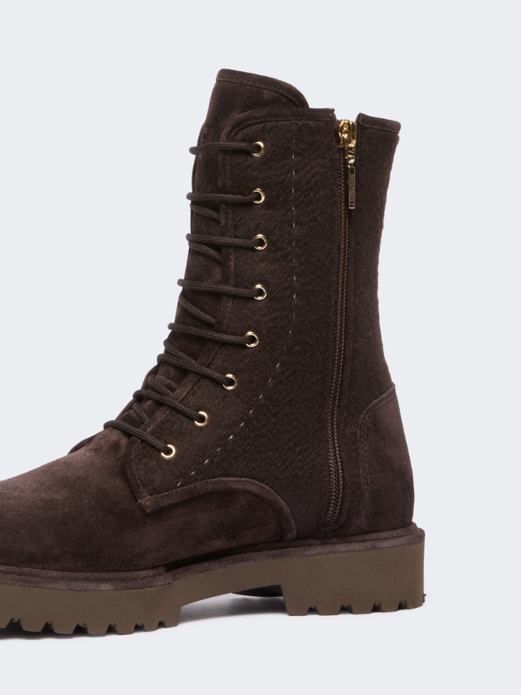 Cashmere and suede combat boots - DARK BOWN - Max Mara - 5