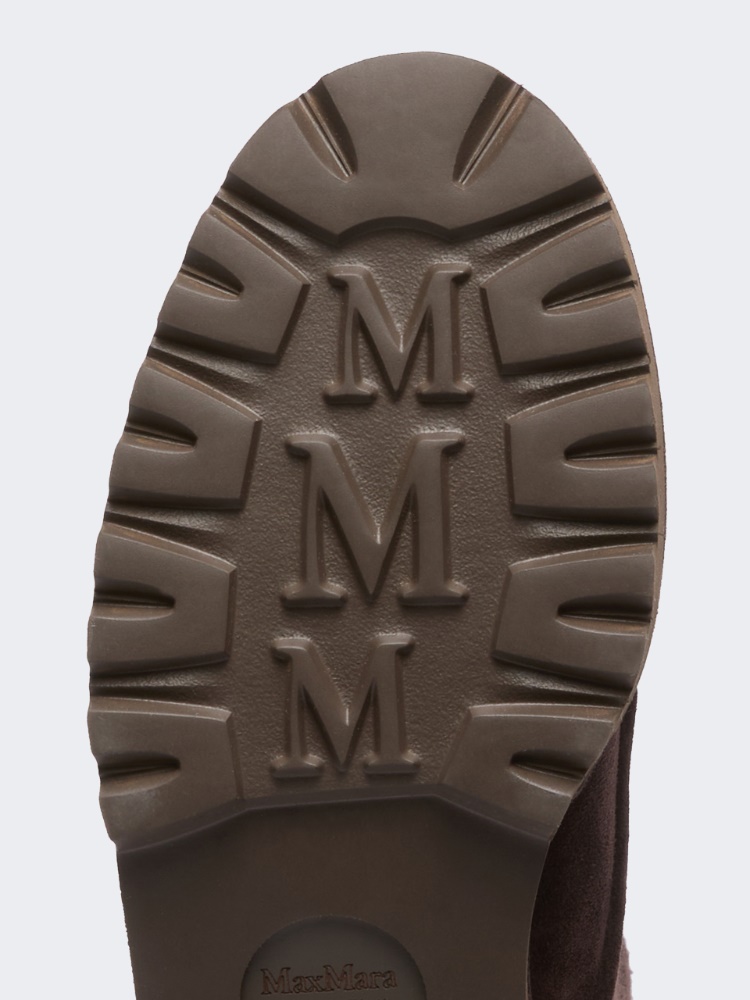 Cashmere and suede combat boots - DARK BOWN - Max Mara - 6
