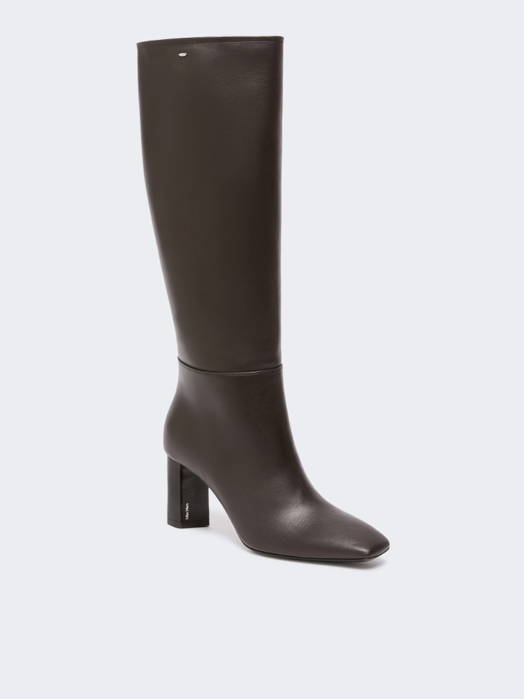 Smooth leather high boot - DARK BROWN - Max Mara - 2