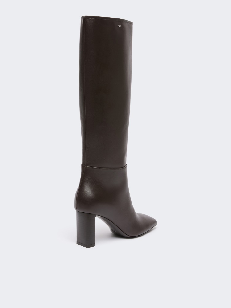 Smooth leather high boot - DARK BROWN - Max Mara - 3