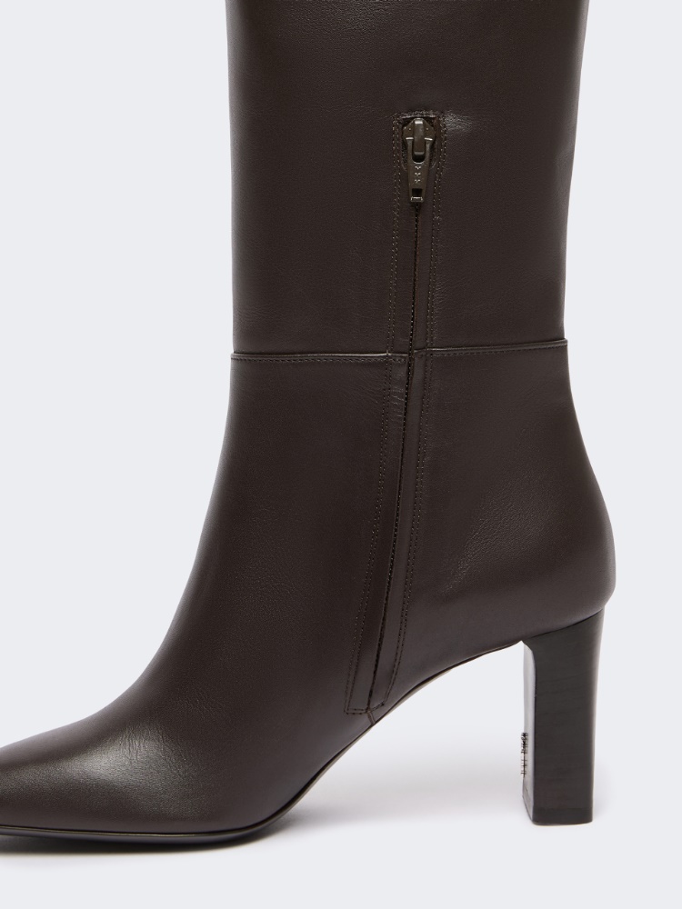 Smooth leather high boot - DARK BROWN - Max Mara - 5