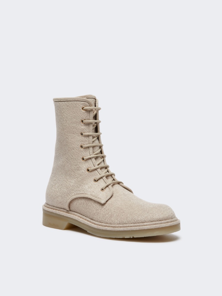 Combat boots in pure cashmere - BEIGE - 2