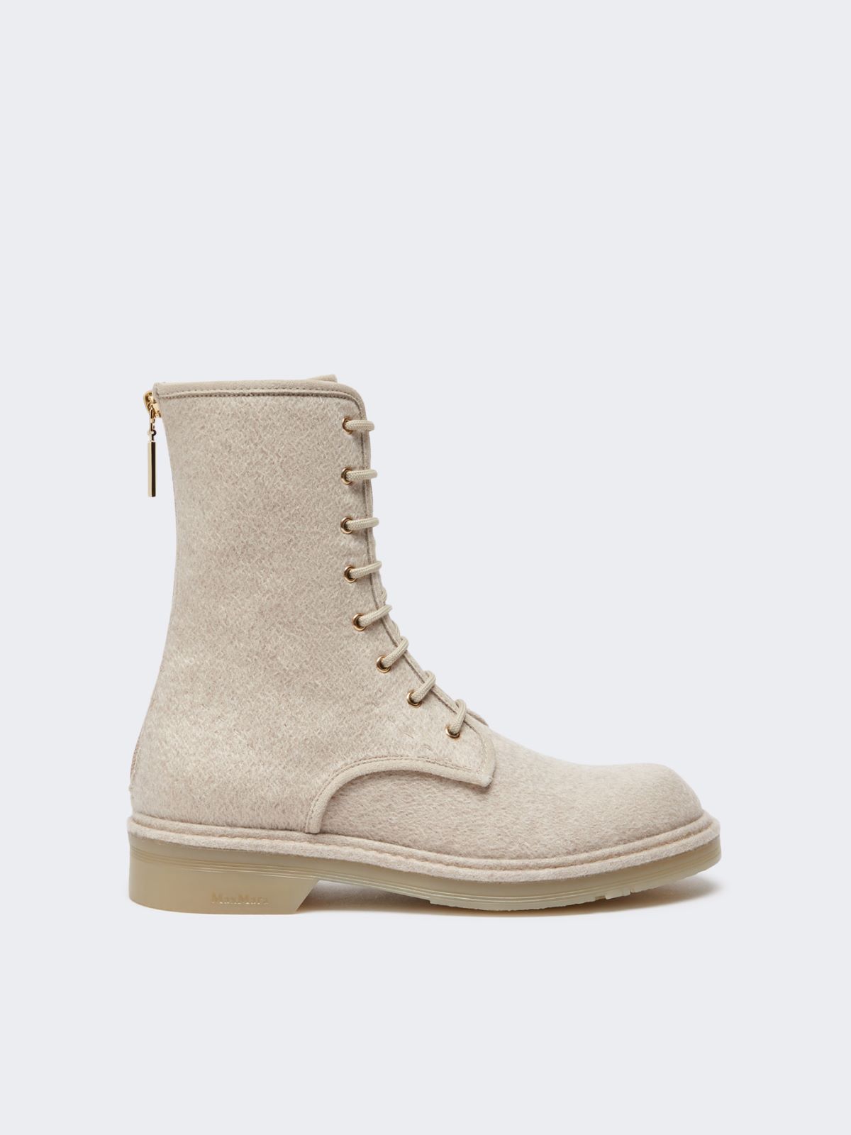 Combat boots in pure cashmere - BEIGE