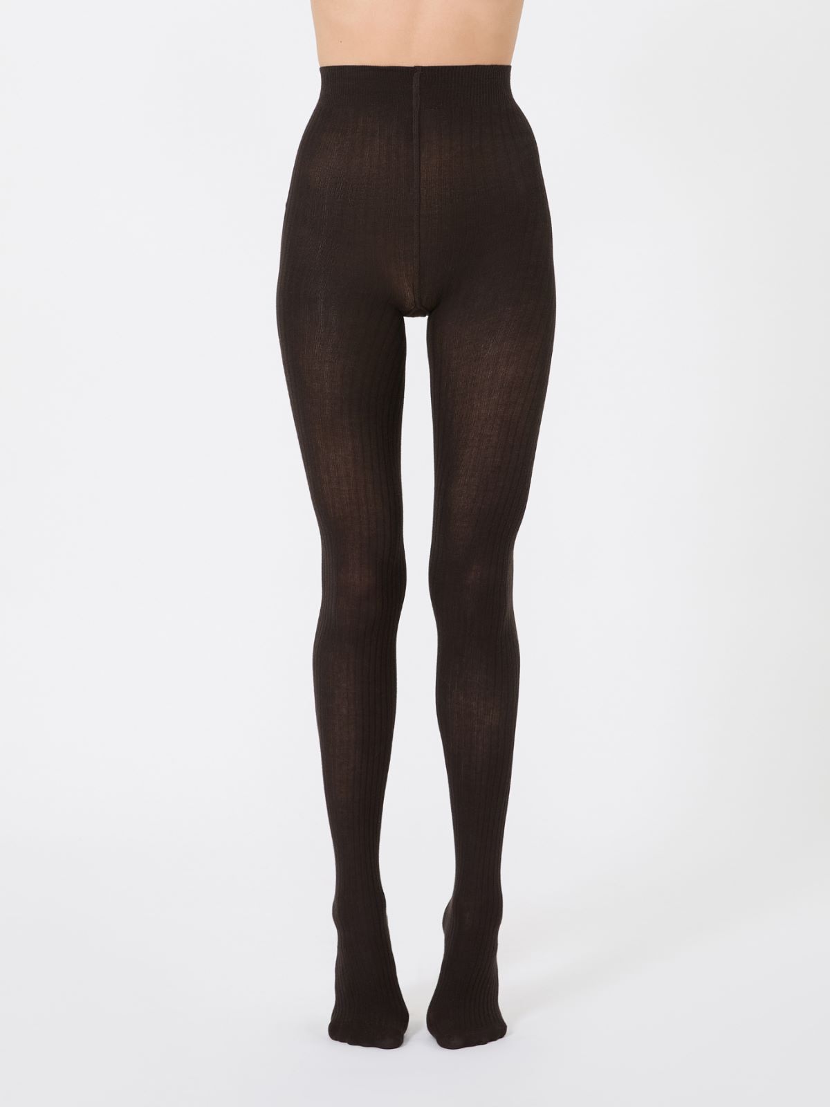 Collants en coton côtelé - BRUN FONCE - Max Mara - 2