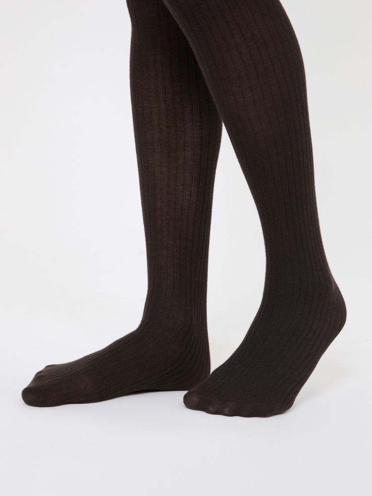 Collants en coton côtelé - BRUN FONCE - Max Mara - 3