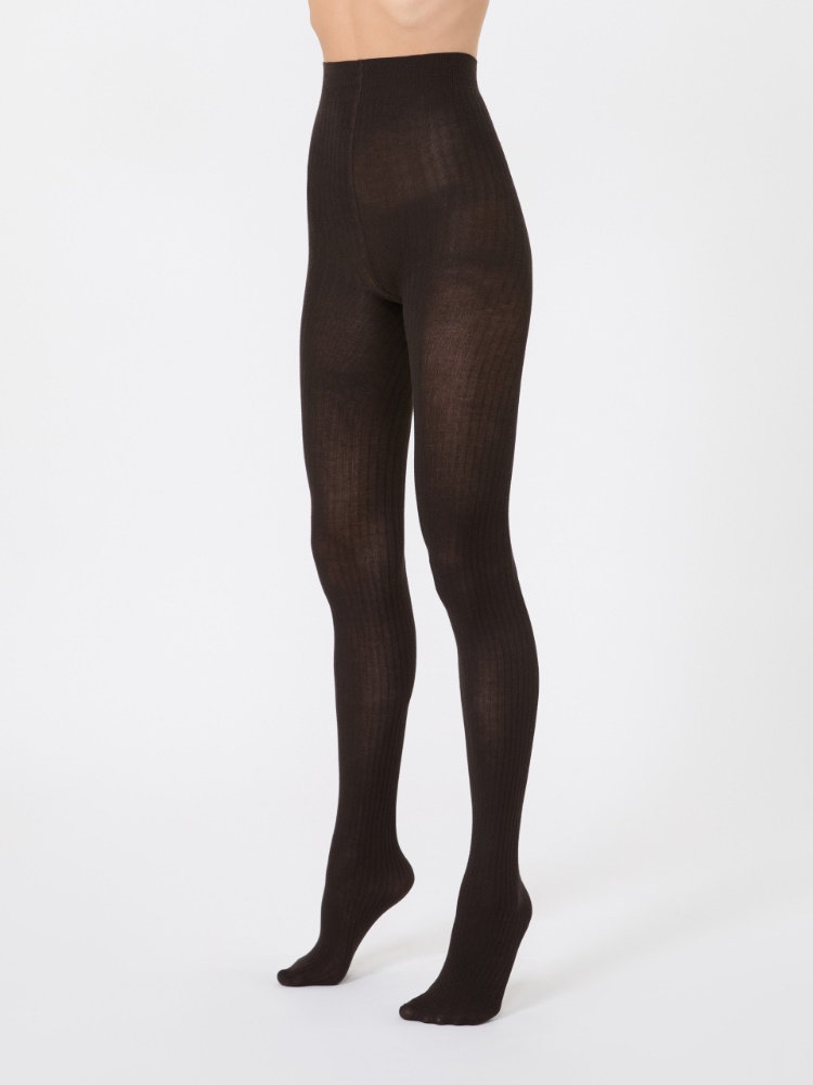 Collants en coton côtelé - BRUN FONCE