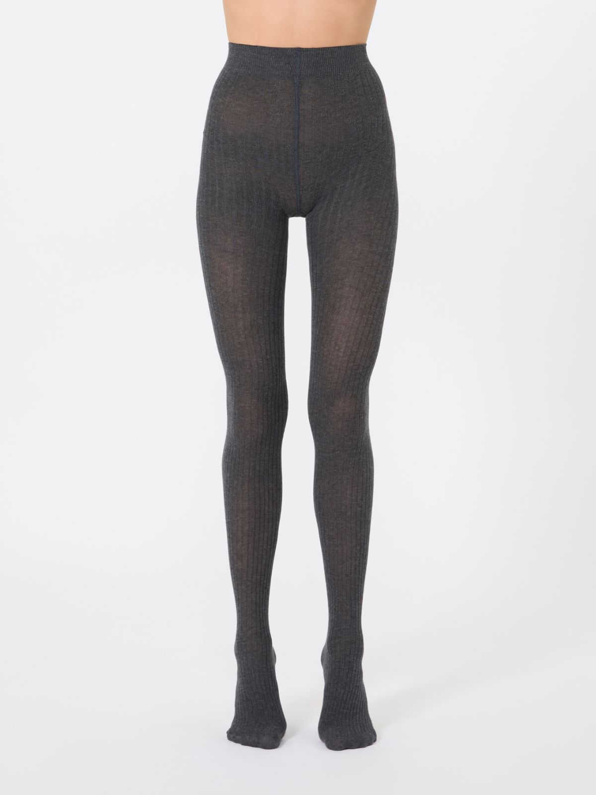Collants en coton côtelé - GRIS MOYEN - Max Mara - 2