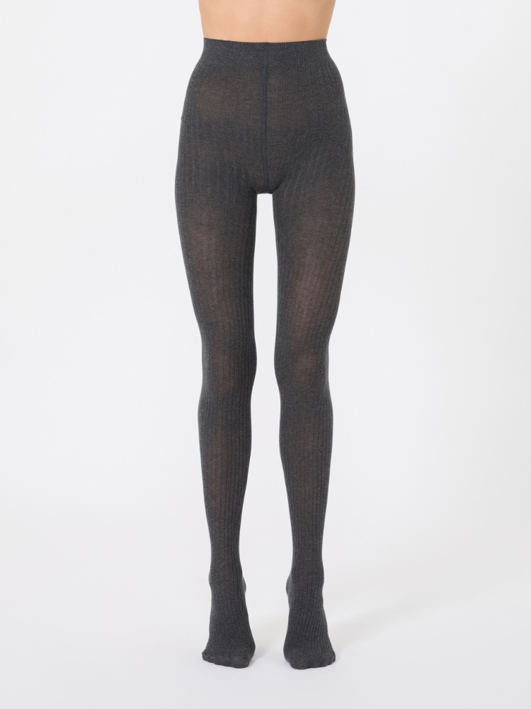 Collants en coton côtelé - GRIS MOYEN - Max Mara - 2