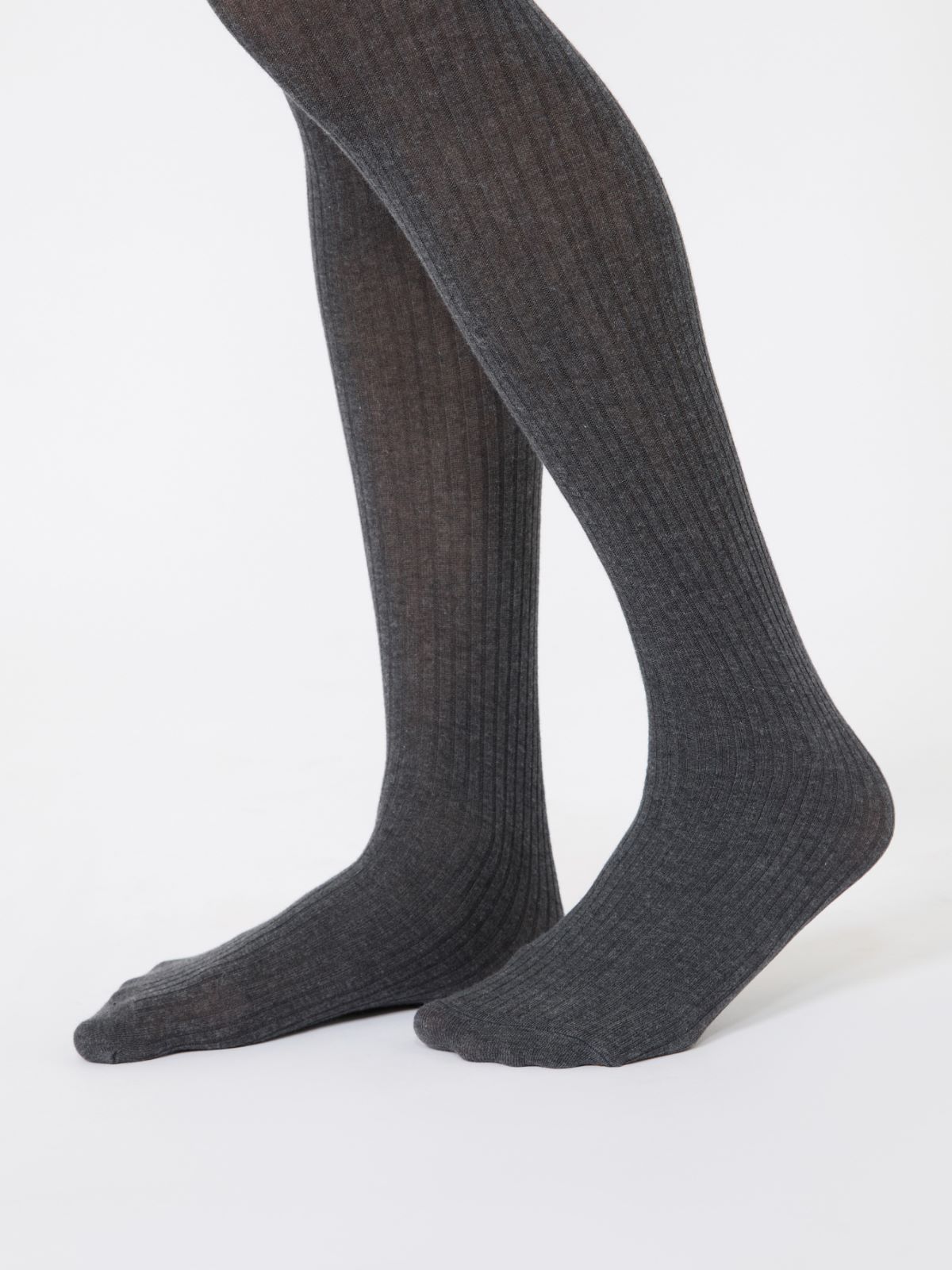 Collants en coton côtelé - GRIS MOYEN - Max Mara - 3