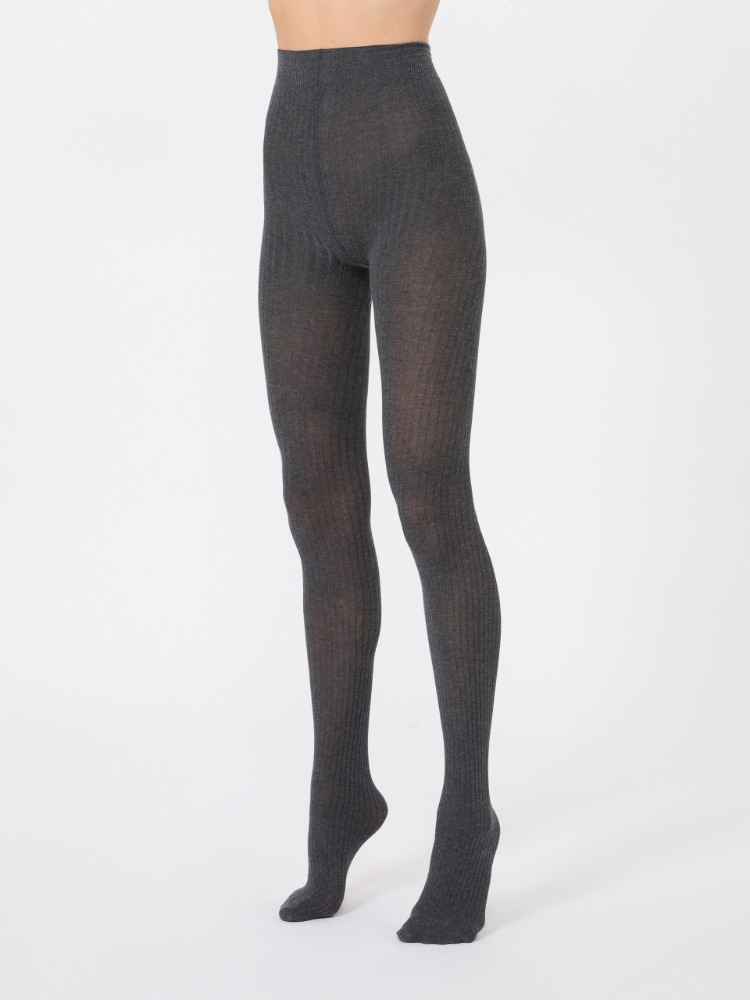 Collants en coton côtelé - GRIS MOYEN