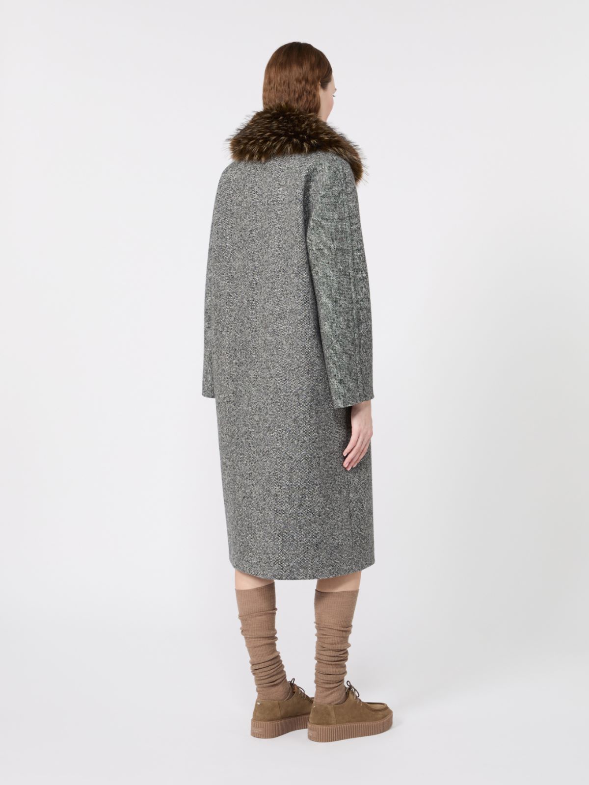 Midi wool tweed coat - BLACK WHITE - Max Mara - 3