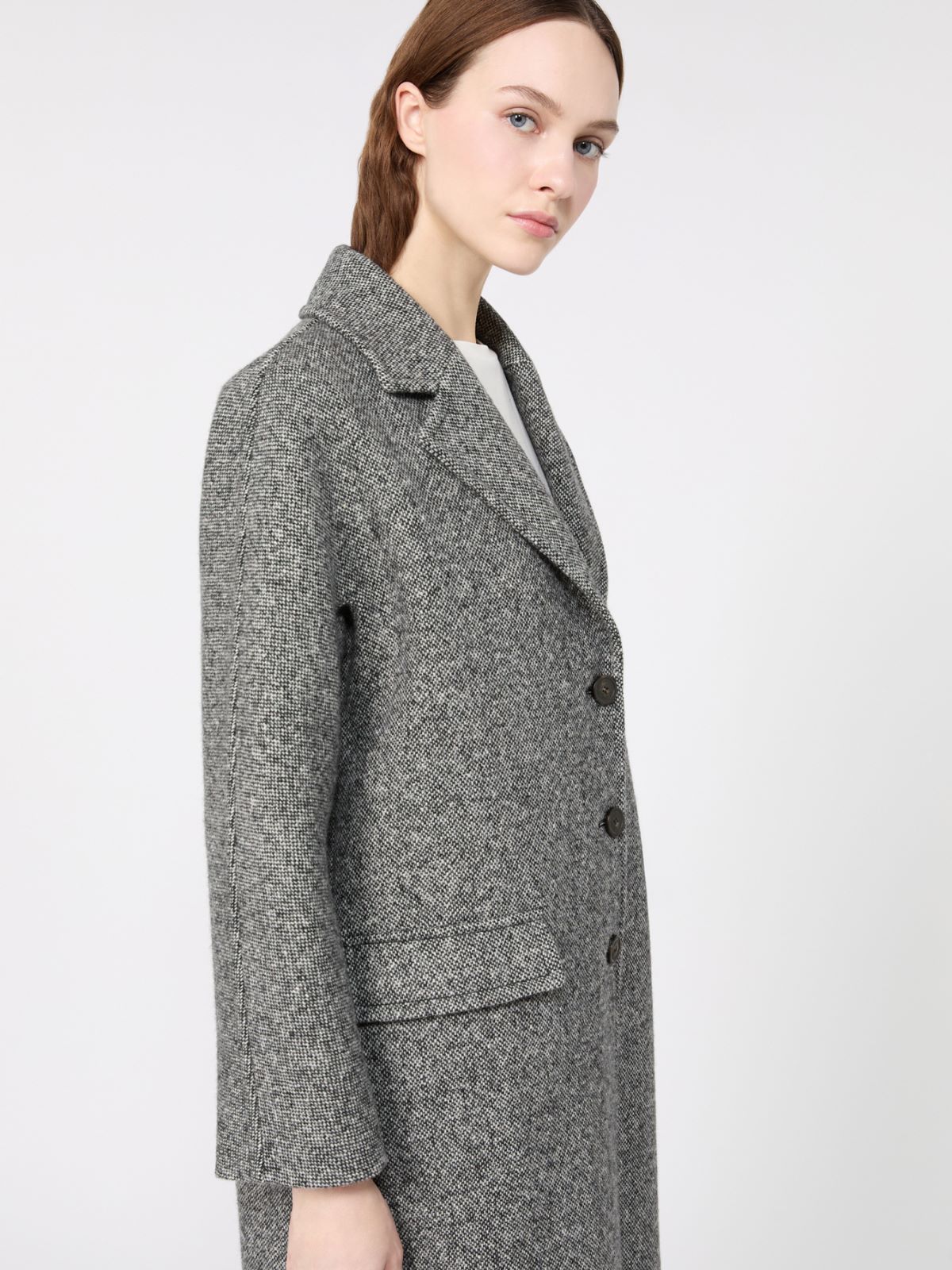 Midi wool tweed coat - BLACK WHITE - Max Mara - 4