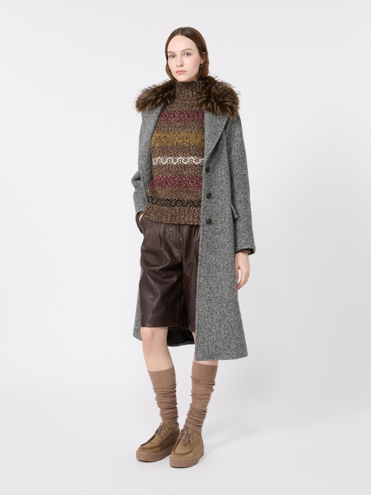 Midi wool tweed coat - BLACK WHITE - Max Mara