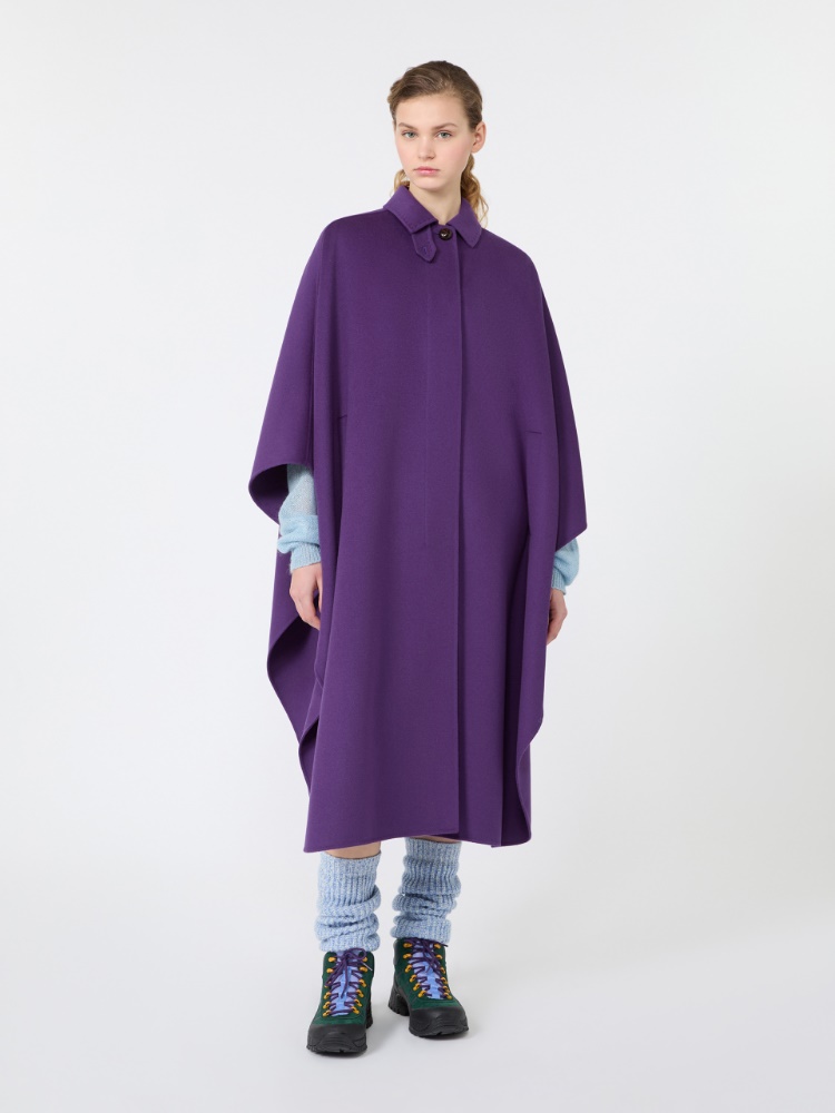 Wool-blend double fabric maxi cape - PURPLE - Max Mara - 2