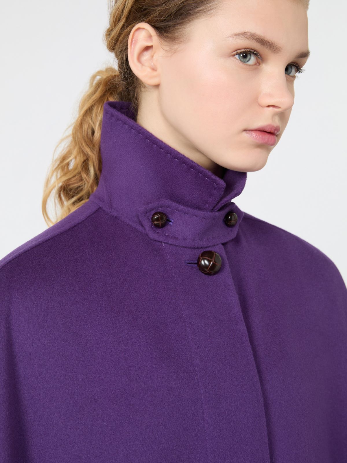 Wool-blend double fabric maxi cape - PURPLE - Max Mara - 4