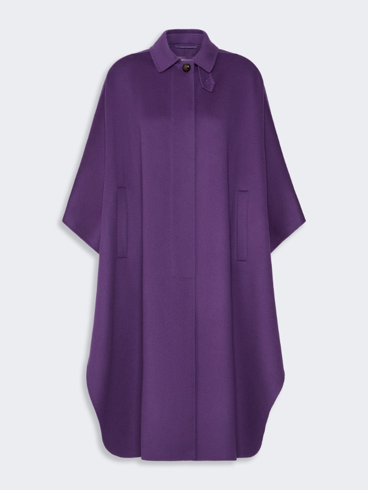 Wool-blend double fabric maxi cape - PURPLE