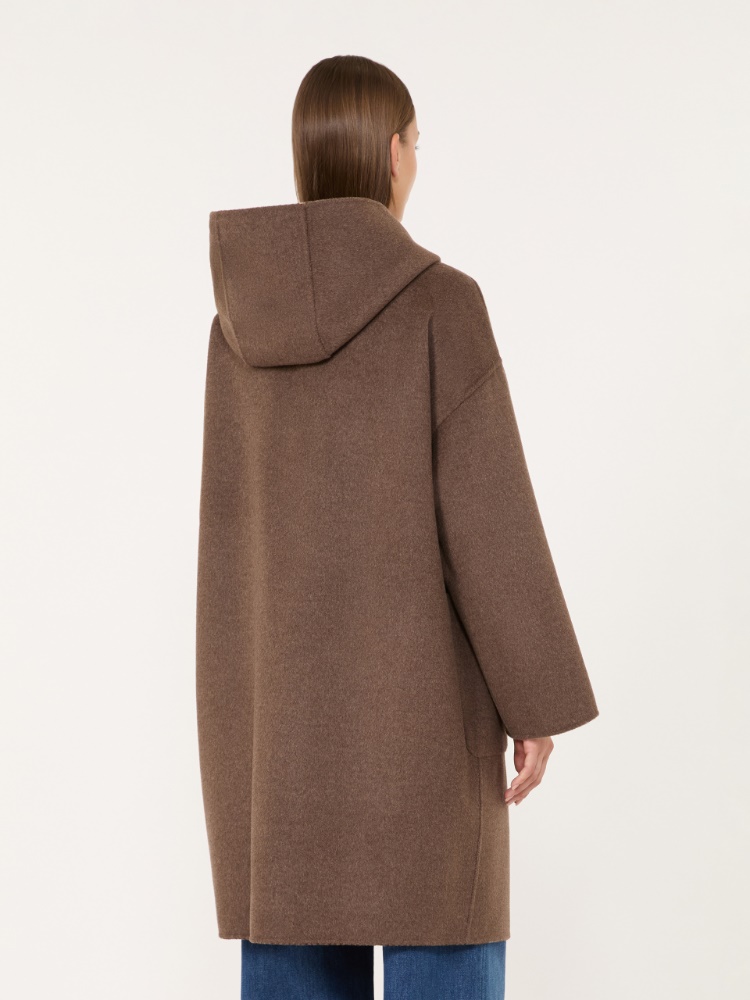 Double wool broadcloth coat - BROWN