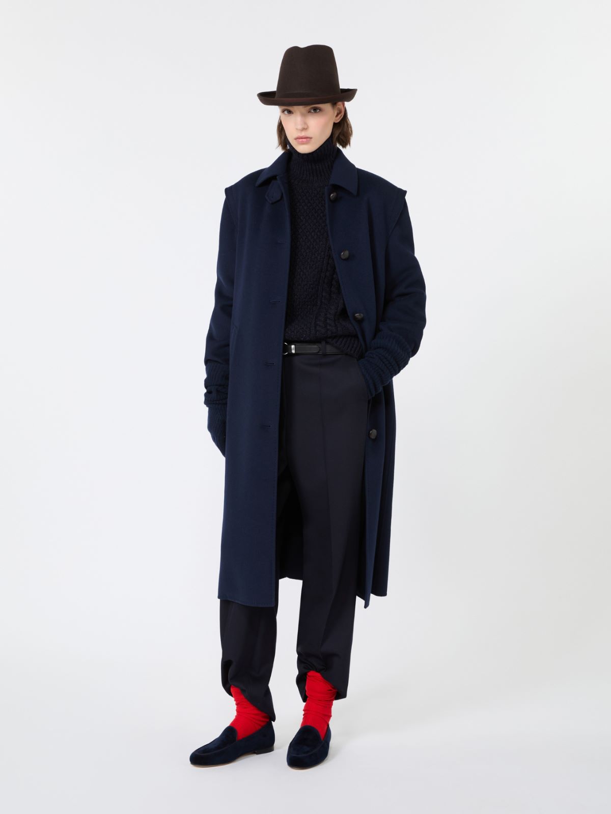 Mantel aus doppellagigem Wollloden + NACHTBLAU - Max Mara