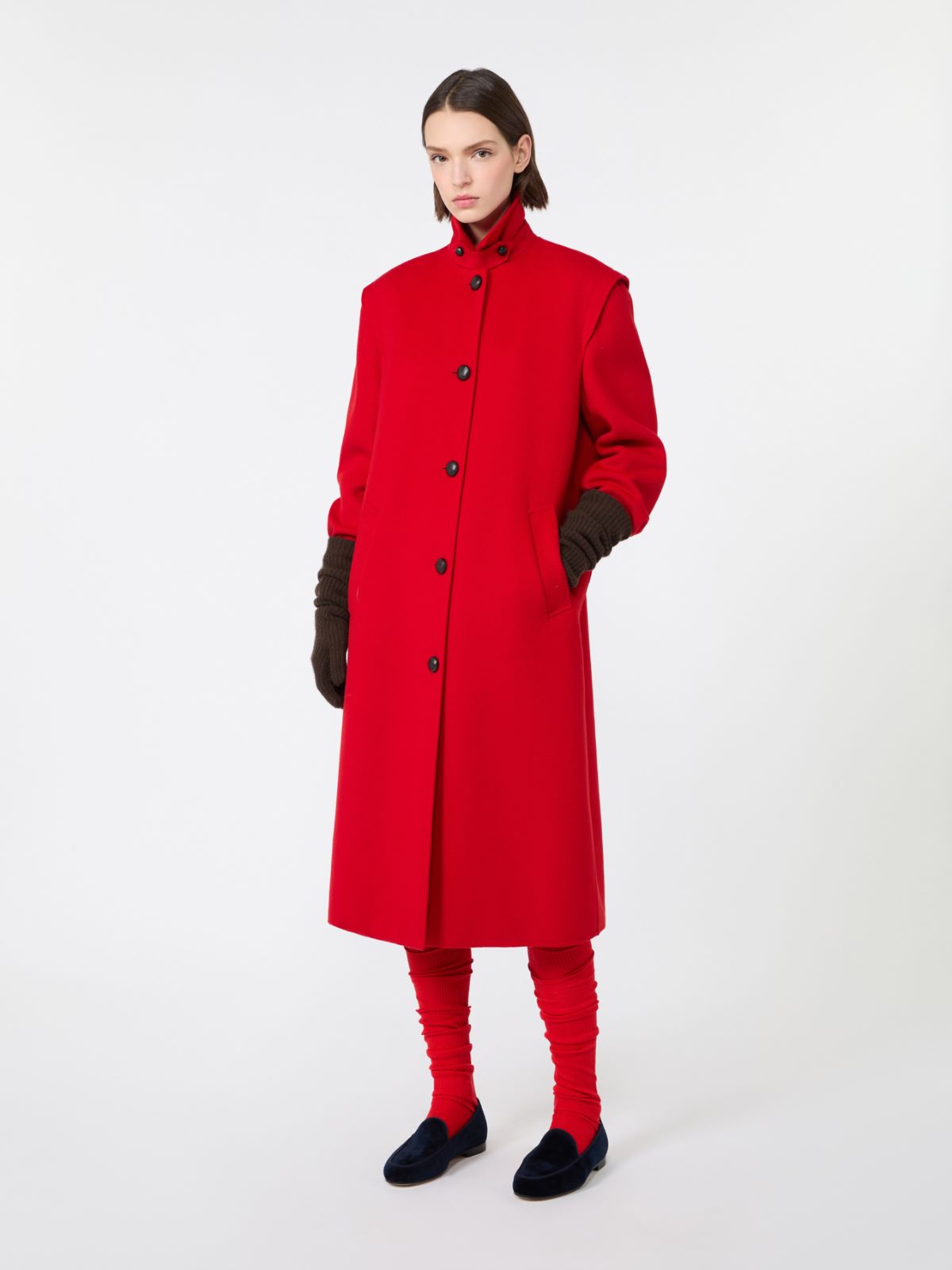 Double wool broadcloth coat - RED - Max Mara