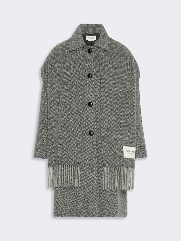 Wool-blend tweed coat - DARK GREY
