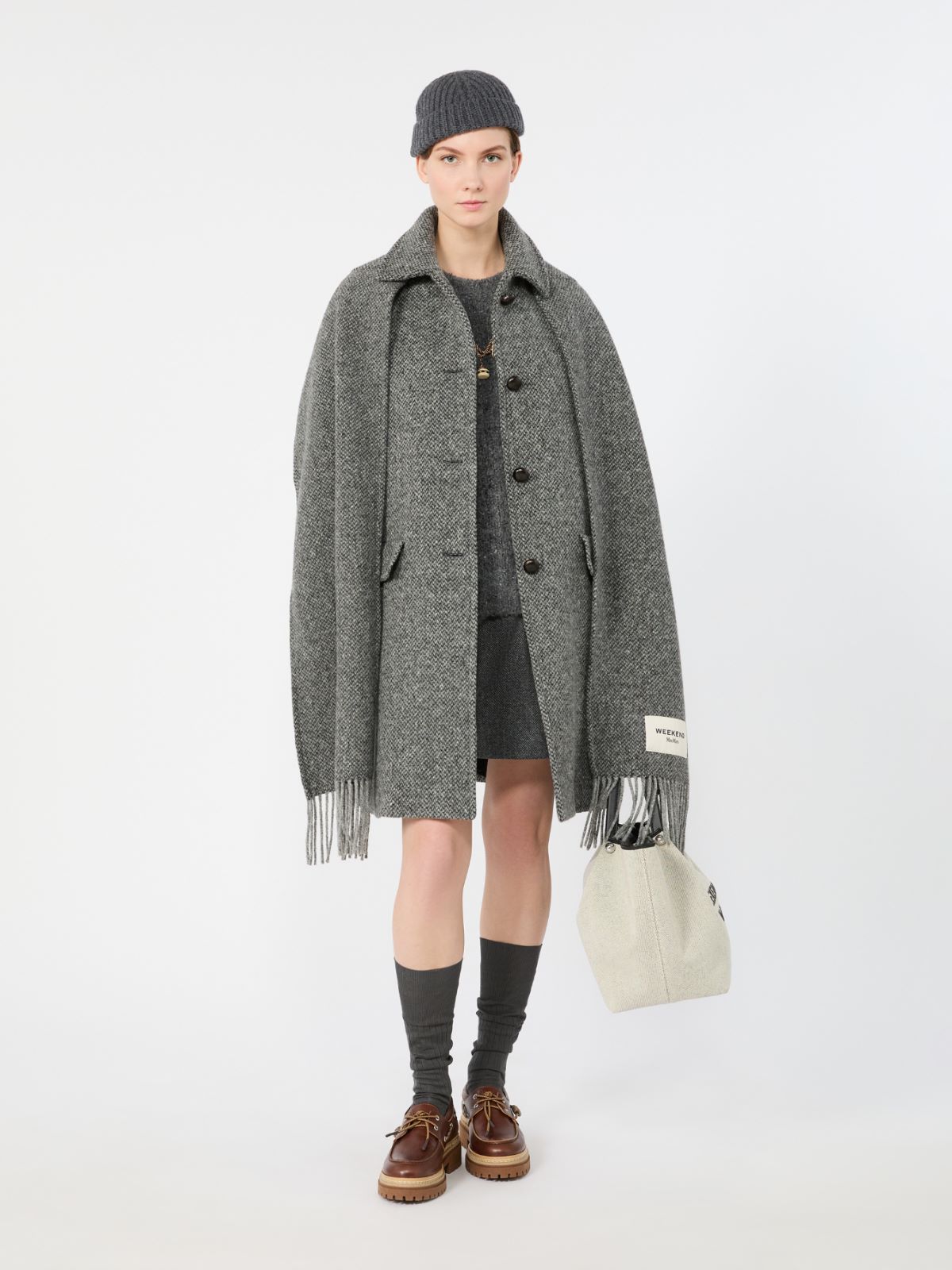 Wool-blend tweed coat - DARK GREY - Max Mara