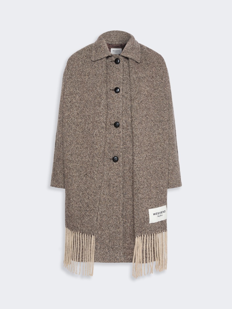 Wool-blend tweed coat - BROWN