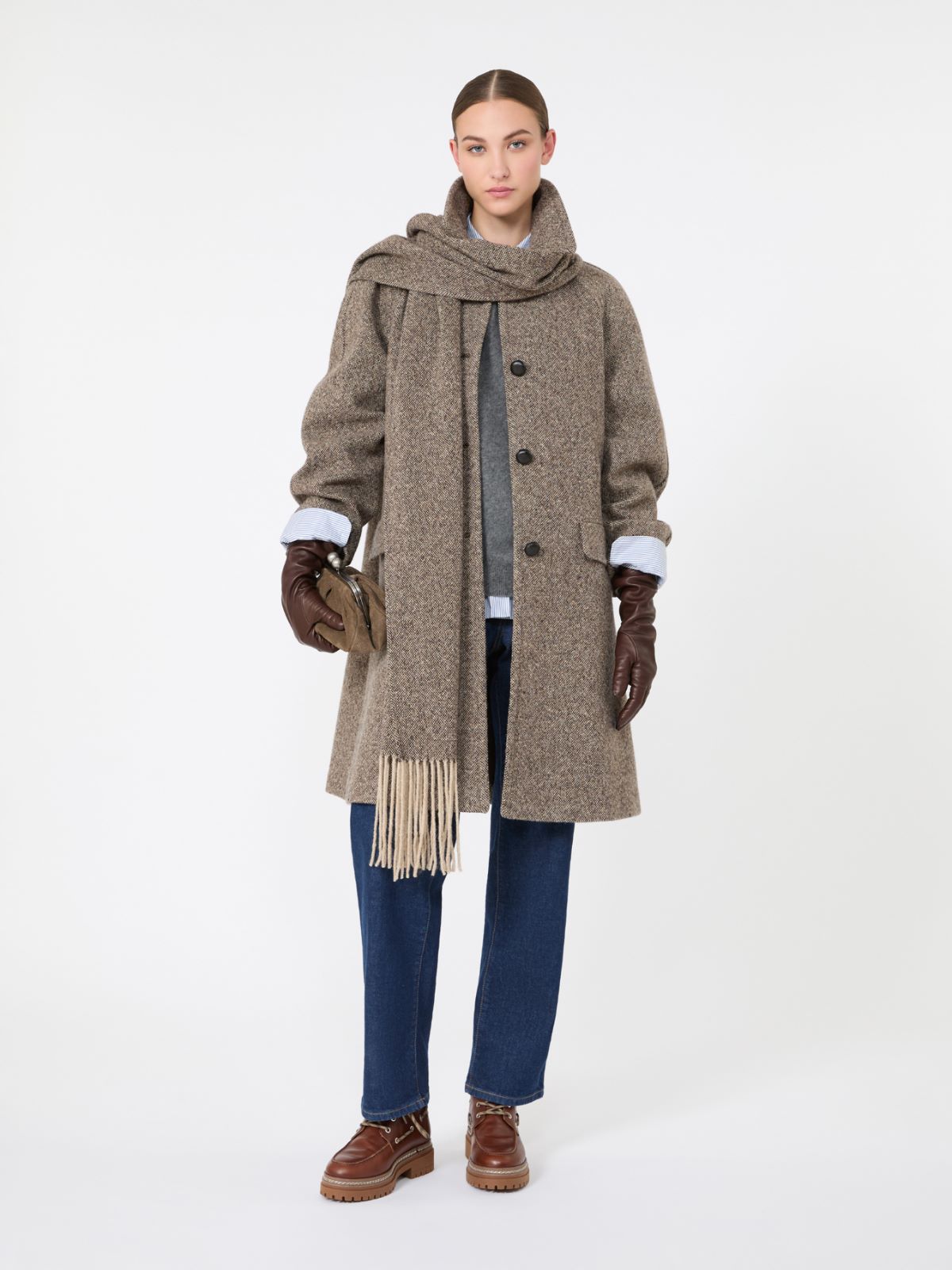 Wool-blend tweed coat - BROWN - Max Mara