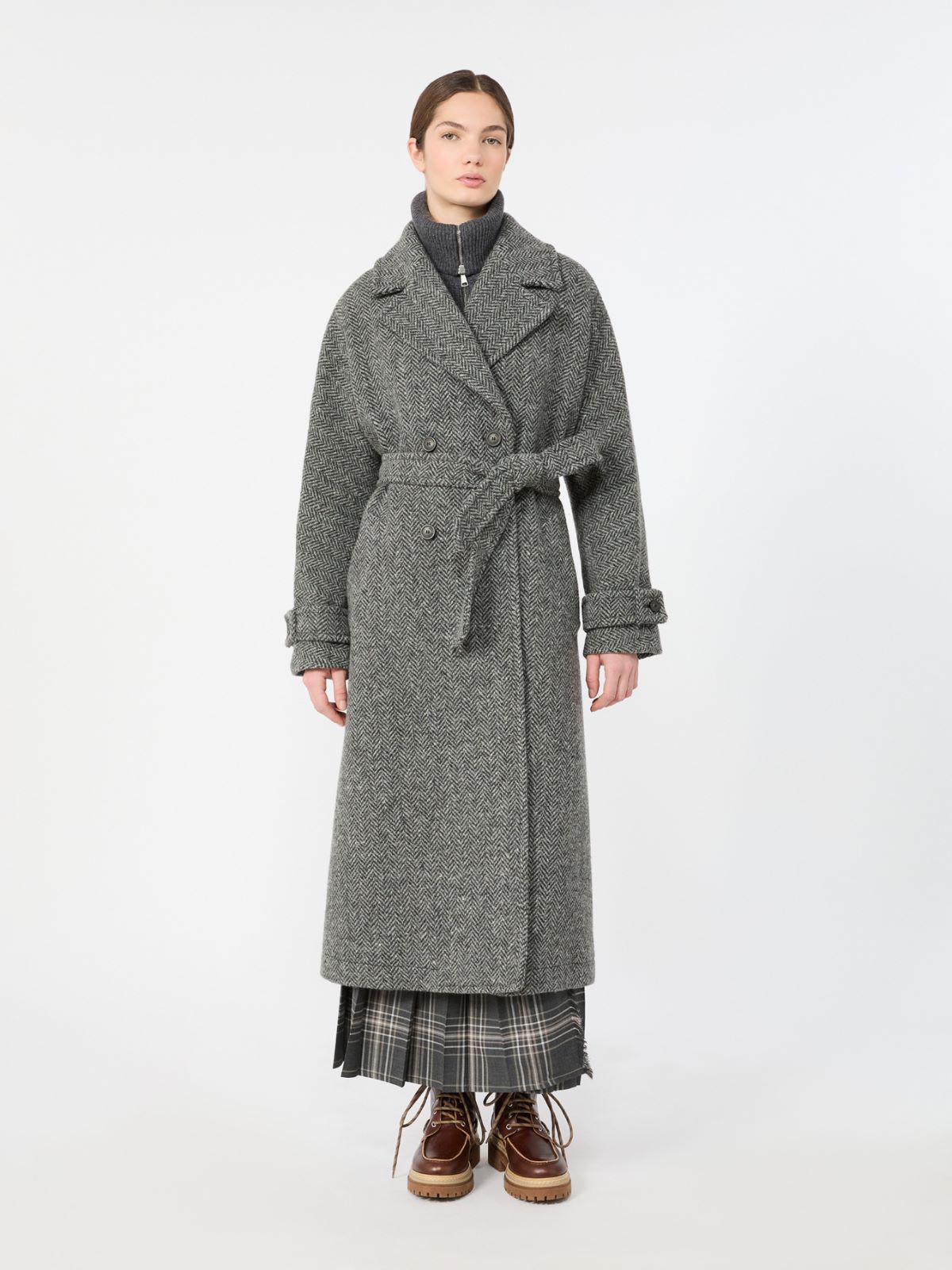 Long wool-blend tweed coat - DARK GREY - Max Mara - 2