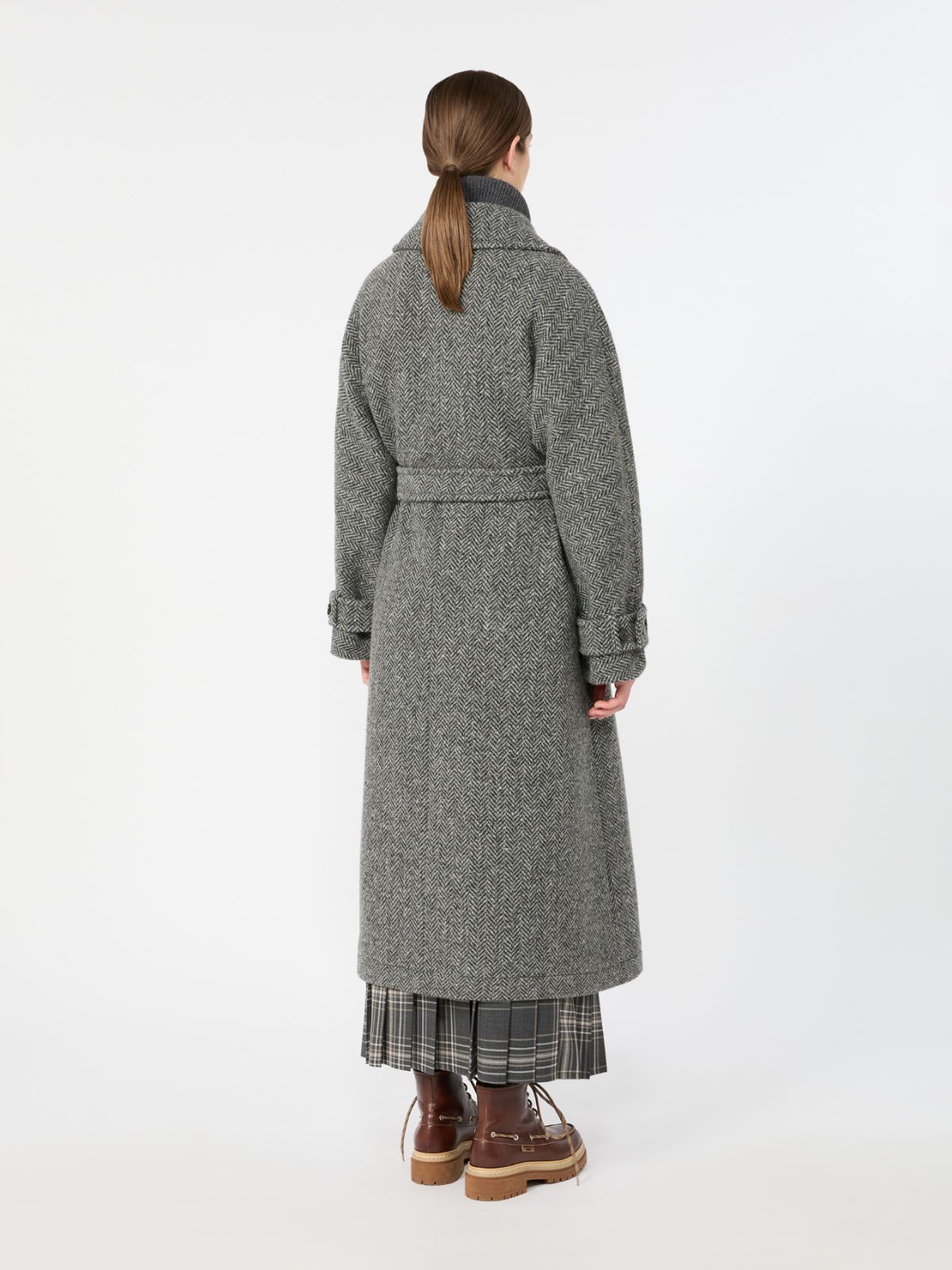 Long wool-blend tweed coat - DARK GREY - Max Mara - 3