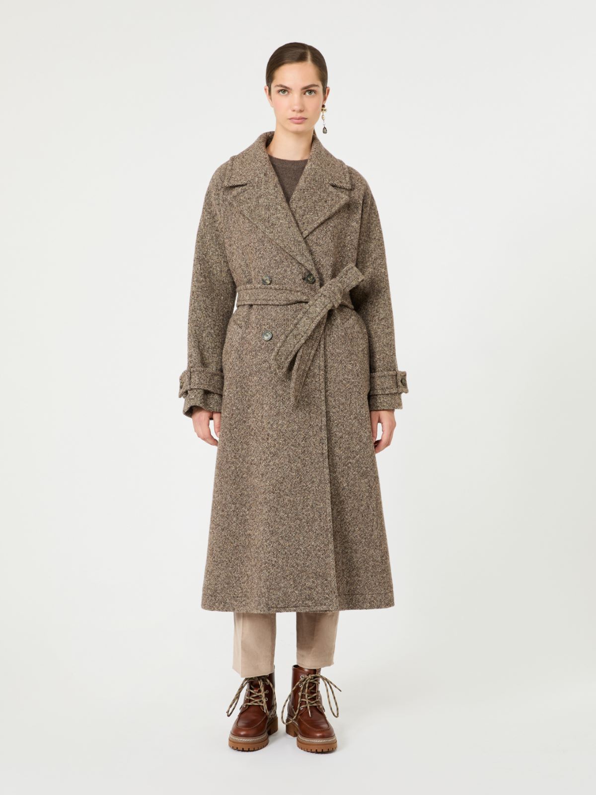Long wool-blend tweed coat - BROWN - Max Mara - 2